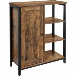 VASAGLE Meuble De Rangement Sur Pied, Placard Et étagères, Étagère Multifonctionnelle Pour Cuisine, Salon, Chambre, Salle De Bain, Bureau, Style Industriel, Marron Rustique Par SONGMICS LSC64BX - Marron Rustique