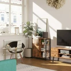 VASAGLE Meuble De Rangement Sur Pied, Placard Et étagères, Étagère Multifonctionnelle Pour Cuisine, Salon, Chambre, Salle De Bain, Bureau, Style Industriel, Marron Rustique Par SONGMICS LSC64BX - Marron Rustique -SONGMICS Soldes 55540762 3