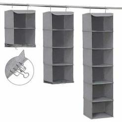 SONGMICS Rangement De Placard Étagère Suspendue En Tissu Gris 6 Compartiments Pliable Hauteur Réglable 2 Pinces Offerts 30 X 30 X 130 Cm ( L X L X H) RCH06G - Gris 10 SONGMICS Rangement De Placard Étagère Suspendue En Tissu Gris 6 Compartiments Pliable Hauteur Réglable 2 Pinces Offerts 30 X 30 X 130 Cm ( L X L X H) RCH06G - Gris -SONGMICS Soldes 55540765 4