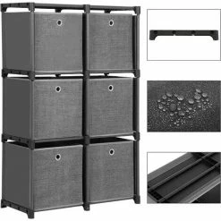 SONGMICS Étagère à Emboîter 6 Cubes Système De Rangement Avec 6 Boîtes En Tissu DIY Armoire Multifonction Avec Cadre En Métal Robuste Marteau En Caoutchouc 105 X 105 X 30 Cm (l X H X P) Noir LSN66BK - Noir 10 SONGMICS Étagère à Emboîter 6 Cubes Système De Rangement Avec 6 Boîtes En Tissu DIY Armoire Multifonction Avec Cadre En Métal Robuste Marteau En Caoutchouc 105 X 105 X 30 Cm (l X H X P) Noir LSN66BK - Noir -SONGMICS Soldes 55540768 4