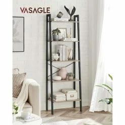 Étagère Échelle, Bibliothèque Industrielle à 5 Niveaux, Étagère De Rangement, Avec Cadre En Acier, Pour Salon, Cuisine, Grège Et Noir Par SONGMICS LLS045B02 - Grège Et Noir
