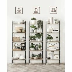 Étagère Échelle, Bibliothèque Industrielle à 5 Niveaux, Étagère De Rangement, Avec Cadre En Acier, Pour Salon, Cuisine, Grège Et Noir Par SONGMICS LLS045B02 - Grège Et Noir -SONGMICS Soldes 55540782 3