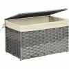 SONGMICS Boîte De Rangement Rotin, Bac De Rangement, Panier à Linge 65 L, Corbeille Décorative, Coffre De Rangement, Avec Poignées, Doublure, Couvercle, Pour Chambre, Buanderie, Gris RST56WG - Gris -SONGMICS Soldes 55540783 1