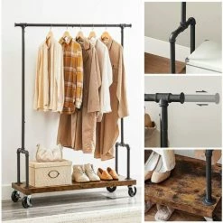 SONGMICS VASAGLE Portant à Vêtements, Porte-Manteau Extensible, Support Habits Sur Roulettes, Avec 2 Barres, Façon Tuyaux, Style Industriel, Marron Rustique Et Noir RGR110B01 - Marron Rustique Et Noir 9 SONGMICS VASAGLE Portant à Vêtements, Porte-Manteau Extensible, Support Habits Sur Roulettes, Avec 2 Barres, Façon Tuyaux, Style Industriel, Marron Rustique Et Noir RGR110B01 - Marron Rustique Et Noir -SONGMICS Soldes 55540789 3