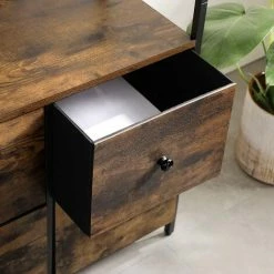 SONGMICS Meuble De Rangement, Bibliothèque, Avec Étagères Et Tiroirs, Style Industriel, Pour Salon, Bureau, Chambre, Marron Rustique Et Noir LGS044B02 - Grège Et Noir -SONGMICS Soldes 55540792 3