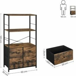 SONGMICS Meuble De Rangement, Bibliothèque, Avec Étagères Et Tiroirs, Style Industriel, Pour Salon, Bureau, Chambre, Marron Rustique Et Noir LGS044B02 - Grège Et Noir -SONGMICS Soldes 55540792 5