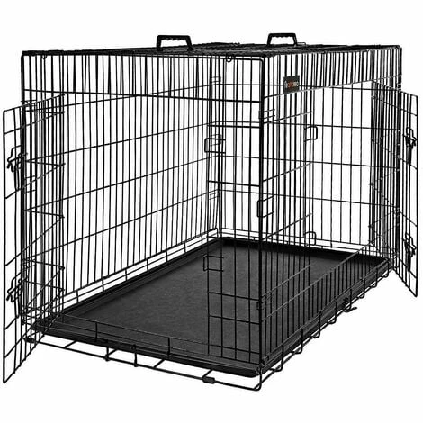 FEANDREA Cage Pour Chien, Avec 2 Portes, 92,5 X 57,5 X 64 Cm, Noir Par SONGMICS PPD36BK - Noir 3 FEANDREA Cage Pour Chien, Avec 2 Portes, 92,5 X 57,5 X 64 Cm, Noir Par SONGMICS PPD36BK - Noir