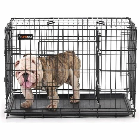 FEANDREA Cage Pour Chien, Avec 2 Portes, 92,5 X 57,5 X 64 Cm, Noir Par SONGMICS PPD36BK - Noir 4 FEANDREA Cage Pour Chien, Avec 2 Portes, 92,5 X 57,5 X 64 Cm, Noir Par SONGMICS PPD36BK - Noir – Image 2