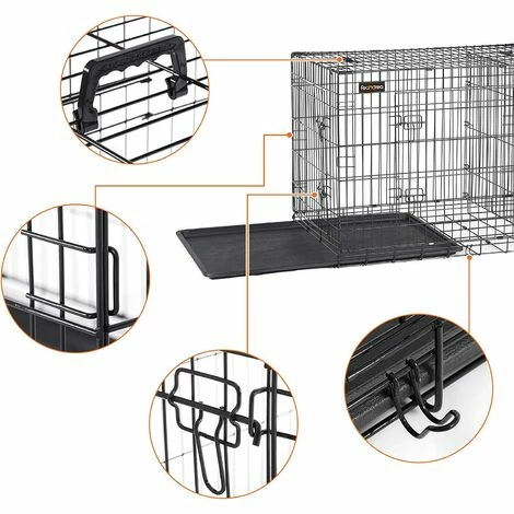 FEANDREA Cage Pour Chien, Avec 2 Portes, 92,5 X 57,5 X 64 Cm, Noir Par SONGMICS PPD36BK - Noir 5 FEANDREA Cage Pour Chien, Avec 2 Portes, 92,5 X 57,5 X 64 Cm, Noir Par SONGMICS PPD36BK - Noir – Image 3