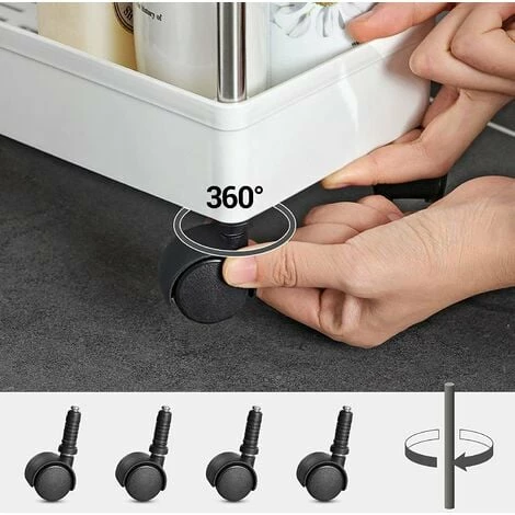 SONGMICS Desserte à Roulettes, Chariot De Rangement, Étagère Roulante, 3 Niveaux, Gain De Place, Pour Salle De Bain, Cuisine, Bureau, 40 X 22 X 60 Cm, Blanc KSC009W01 - Blanc 6 SONGMICS Desserte à Roulettes, Chariot De Rangement, Étagère Roulante, 3 Niveaux, Gain De Place, Pour Salle De Bain, Cuisine, Bureau, 40 X 22 X 60 Cm, Blanc KSC009W01 - Blanc – Image 4