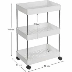 SONGMICS Desserte à Roulettes, Chariot De Rangement, Étagère Roulante, 3 Niveaux, Gain De Place, Pour Salle De Bain, Cuisine, Bureau, 40 X 22 X 60 Cm, Blanc KSC009W01 - Blanc 11 SONGMICS Desserte à Roulettes, Chariot De Rangement, Étagère Roulante, 3 Niveaux, Gain De Place, Pour Salle De Bain, Cuisine, Bureau, 40 X 22 X 60 Cm, Blanc KSC009W01 - Blanc -SONGMICS Soldes 55540804 5