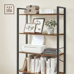 Étagère à 5 Niveaux, Bibliothèque, Meuble De Rangement, Avec Sructure En Acier, Pour Salon, Bureau, Entrée, Style Industriel, Marron Rustique Et Noir Par SONGMICS LLS081B01 - Marron Rustique Et Noir -SONGMICS Soldes 55540806 3