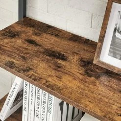 Étagère à 5 Niveaux, Bibliothèque, Meuble De Rangement, Avec Sructure En Acier, Pour Salon, Bureau, Entrée, Style Industriel, Marron Rustique Et Noir Par SONGMICS LLS081B01 - Marron Rustique Et Noir -SONGMICS Soldes 55540806 4