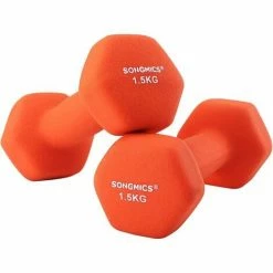 SONGMICS Lot De 2 Haltères Courts En Vinyle 2 X 1,5 Kg 18, Orange, 7 X 15 CM, SYL63OG - Orange