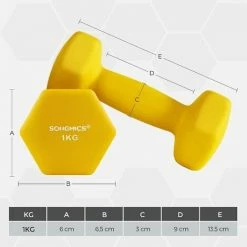 SONGMICS Lot De 2 Haltères Courts En Vinyle 2 X 1 Kg, SYL62YL - Jaune -SONGMICS Soldes 56658023 5