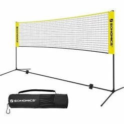 SONGMICS Filet De Badminton, Pliable, Facile à Monter, Facile à Transporter, Hauteur Réglable (107 Cm, 120 Cm, 155 Cm), Jaune SYQ400Y - Jaune