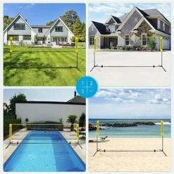 SONGMICS Filet De Badminton, Pliable, Facile à Monter, Facile à Transporter, Hauteur Réglable (107 Cm, 120 Cm, 155 Cm), Jaune SYQ400Y - Jaune -SONGMICS Soldes 56658031 3