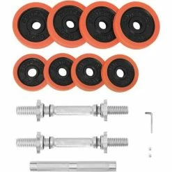 SONGMICS Kit Haltères Musculation, Avec Barre D’Extension, Plusieurs Poids Ajustable, Pour Hommes Et Femmes, Musculation, Prise De Masse à La Maison,Orange SYL20LRA - Orange -SONGMICS Soldes 56658039 4
