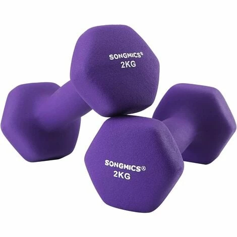 SONGMICS Lot De 2 Haltères Courts En Vinyle 2 X 2 Kg Femme, Violet, 16 X 7.5 Cm SYL64PL - Violet 3 SONGMICS Lot De 2 Haltères Courts En Vinyle 2 X 2 Kg Femme, Violet, 16 X 7.5 Cm SYL64PL - Violet