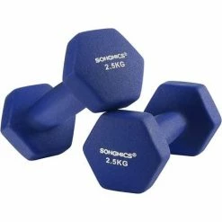 SONGMICS Haltère, 1 Paire, Salle De Sport, Musculation, Entraînement, Revêtement En Vinyle, Antiglisse, 2 X 2,5 Kg, Bleu SYL65BU - Bleu