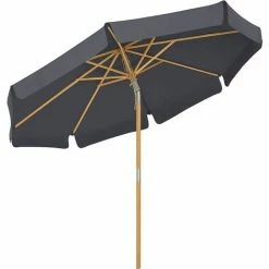 SONGMICS Parasol 2,7 M, Ombrelle Octogonal, Protection Solaire, Anti-UV, Mât Et Baleines En Bois, Inclinable, Sans Socle, Pour Terrasse, Balcon, Jardin, Gris GPU270G01 - Gris