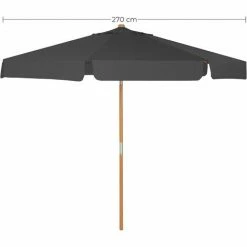 SONGMICS Parasol 2,7 M, Ombrelle Octogonal, Protection Solaire, Anti-UV, Mât Et Baleines En Bois, Inclinable, Sans Socle, Pour Terrasse, Balcon, Jardin, Gris GPU270G01 - Gris -SONGMICS Soldes 56744937 5