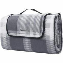 SONGMICS Couverture De Pique-Nique, 195 X 150 Cm, Tapis De Plage, Pour Camping, Parc, Cour, Surface Imperméable, Pliable, Gris Et Blanc GCM61GW - Gris Et Blanc