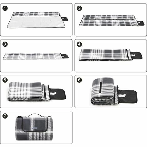 SONGMICS Couverture De Pique-Nique, 195 X 150 Cm, Tapis De Plage, Pour Camping, Parc, Cour, Surface Imperméable, Pliable, Gris Et Blanc GCM61GW - Gris Et Blanc 5 SONGMICS Couverture De Pique-Nique, 195 X 150 Cm, Tapis De Plage, Pour Camping, Parc, Cour, Surface Imperméable, Pliable, Gris Et Blanc GCM61GW - Gris Et Blanc – Image 3