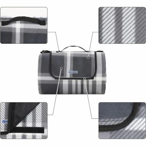 SONGMICS Couverture De Pique-Nique, 195 X 150 Cm, Tapis De Plage, Pour Camping, Parc, Cour, Surface Imperméable, Pliable, Gris Et Blanc GCM61GW - Gris Et Blanc 6 SONGMICS Couverture De Pique-Nique, 195 X 150 Cm, Tapis De Plage, Pour Camping, Parc, Cour, Surface Imperméable, Pliable, Gris Et Blanc GCM61GW - Gris Et Blanc – Image 4