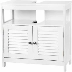 VASAGLE Meuble Sous Lavabo Armoire De Rangement Meuble De Salle De Bain 2 Volets 2 Casiers Anti-humidité Dimensions Du Produit: 60 X 30 X 60cm Blanc Par SONGMICS BBC02WT - Blanc