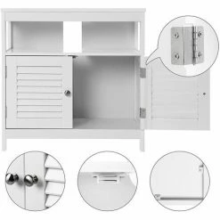 VASAGLE Meuble Sous Lavabo Armoire De Rangement Meuble De Salle De Bain 2 Volets 2 Casiers Anti-humidité Dimensions Du Produit: 60 X 30 X 60cm Blanc Par SONGMICS BBC02WT - Blanc -SONGMICS Soldes 5725943 4