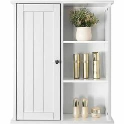 VASAGLE Armoire De Salle De Bains Armoire Murale Armoire à Pharmacie Etagères Rangement 1 Porte Et Des étagères 1 Paroi Réglable Sans Miroir Couleur Blanche Par SONGMICS BBC20WT - Blanc -SONGMICS Soldes 5725944 3