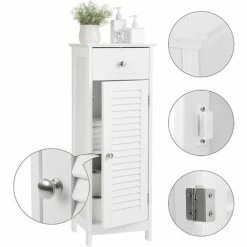 VASAGLE Meuble De Salle De Bain Sur Pied Meuble De Rangement Armoire D’angle 1 Tiroir 2 Casiers Blanc Par SONGMICS BBC43WT - Blanc -SONGMICS Soldes 5725946 4