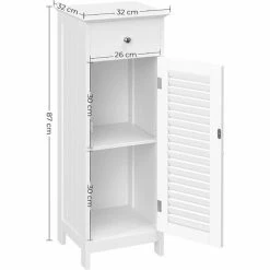 VASAGLE Meuble De Salle De Bain Sur Pied Meuble De Rangement Armoire D’angle 1 Tiroir 2 Casiers Blanc Par SONGMICS BBC43WT - Blanc -SONGMICS Soldes 5725946 5