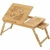 Table De Lit Pliable En Bambou Pour PC Portable Inclinable 55 X 35 X 29 Cm LLD002 Par SONGMICS - Naturel -SONGMICS Soldes 5726051 1