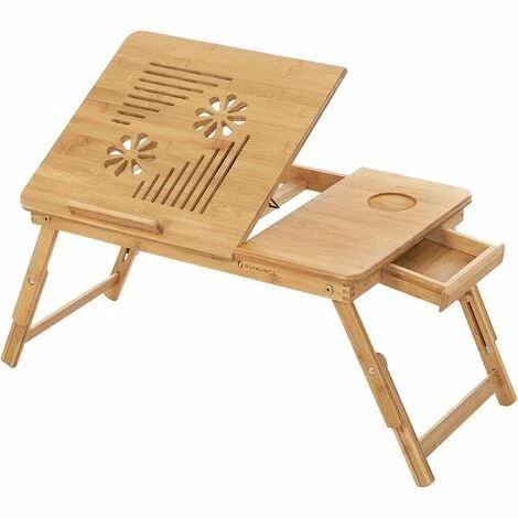 Table De Lit Pliable En Bambou Pour PC Portable Inclinable 55 X 35 X 29 Cm LLD002 Par SONGMICS - Naturel 3 Table De Lit Pliable En Bambou Pour PC Portable Inclinable 55 X 35 X 29 Cm LLD002 Par SONGMICS - Naturel