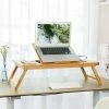 SONGMICS Table De Lit Pliable,Petite Table En Bambou Pour Ordinateur Portable,pour Gaucher Et Droitier, Plateau Ajustable 5 Positions, 72 X (21-29) X 35 Cm ,Trous D’aération,Petit Tiroir LLD004 - Naturel -SONGMICS Soldes 5726052 1