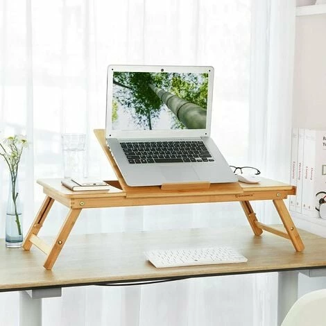 SONGMICS Table De Lit Pliable,Petite Table En Bambou Pour Ordinateur Portable,pour Gaucher Et Droitier, Plateau Ajustable 5 Positions, 72 X (21-29) X 35 Cm ,Trous D’aération,Petit Tiroir LLD004 - Naturel 3 SONGMICS Table De Lit Pliable,Petite Table En Bambou Pour Ordinateur Portable,pour Gaucher Et Droitier, Plateau Ajustable 5 Positions, 72 X (21-29) X 35 Cm ,Trous D’aération,Petit Tiroir LLD004 - Naturel
