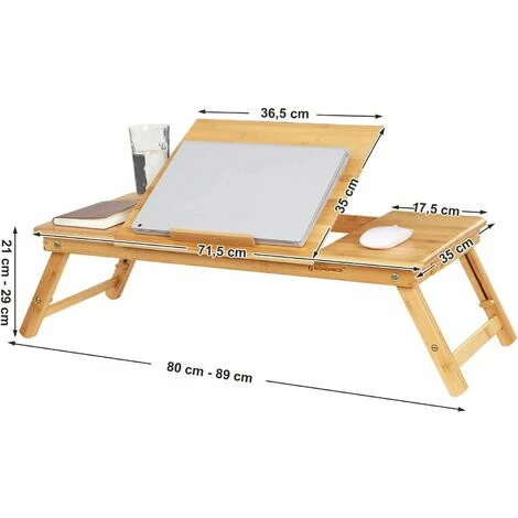SONGMICS Table De Lit Pliable,Petite Table En Bambou Pour Ordinateur Portable,pour Gaucher Et Droitier, Plateau Ajustable 5 Positions, 72 X (21-29) X 35 Cm ,Trous D’aération,Petit Tiroir LLD004 - Naturel 7 SONGMICS Table De Lit Pliable,Petite Table En Bambou Pour Ordinateur Portable,pour Gaucher Et Droitier, Plateau Ajustable 5 Positions, 72 X (21-29) X 35 Cm ,Trous D’aération,Petit Tiroir LLD004 - Naturel – Image 5