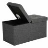 SONGMICS Coffre De Rangement Couvercle Pliable Par 2 Côtés Banc De Rangement Charge Admissible 300 Kg Grise Foncée 76 X 38 X 38 Cm LSF46GYZ -SONGMICS Soldes 5726072 1