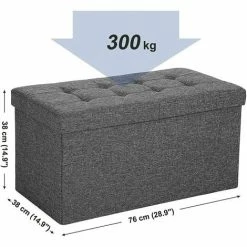 SONGMICS Coffre De Rangement Couvercle Pliable Par 2 Côtés Banc De Rangement Charge Admissible 300 Kg Grise Foncée 76 X 38 X 38 Cm LSF46GYZ -SONGMICS Soldes 5726072 5