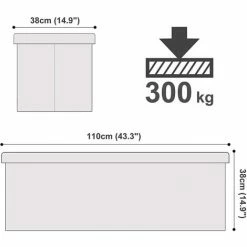 SONGMICS Coffre De Rangement Couvercle Pliable Par 2 Côtés Banc De Rangement Capacité 120 L Banquette De Couleur Blanche LSF75WT -SONGMICS Soldes 5726076 5