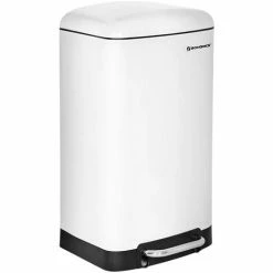 SONGMICS 30L Poubelle De Cuisine En Acier Inoxydable à Pédale Blanc LTB01W - Blanc