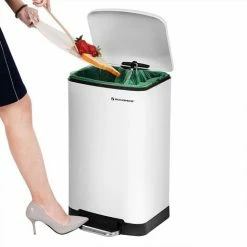 SONGMICS 30L Poubelle De Cuisine En Acier Inoxydable à Pédale Blanc LTB01W - Blanc -SONGMICS Soldes 5726083 3