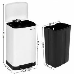 SONGMICS 30L Poubelle De Cuisine En Acier Inoxydable à Pédale Blanc LTB01W - Blanc -SONGMICS Soldes 5726083 5