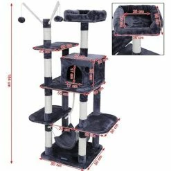 FEANDREA Arbre à Chat Hauteur De 154cm Perchoir Pour Chat Grande Capacité Griffoir Niches Colonnes Renforcées Gris Foncé Par SONGMICS PCT86G - Gris Foncé -SONGMICS Soldes 5726110 5