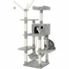 FEANDREA Arbre à Chat Hauteur De 154cm Perchoir Pour Chat Grande Capacité Griffoir Niches Colonnes Renforcées Gris Claire Par SONGMICS PCT86W - Gris Clair