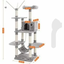 FEANDREA Arbre à Chat Hauteur De 154cm Perchoir Pour Chat Grande Capacité Griffoir Niches Colonnes Renforcées Gris Claire Par SONGMICS PCT86W - Gris Clair -SONGMICS Soldes 5726112 5