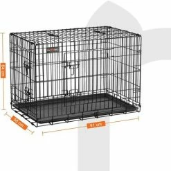 FEANDREA 2 Portes Cage Pour Chien Pliable Et Transportable Avec Poignées Et Plateau 91 X 58 X 64cm Par SONGMICS PPD36H - Noir -SONGMICS Soldes 5726133 5