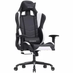 SONGMICS Fauteuil Gamer Ergonomique, Fauteuil De Bureau, Hauteur Réglable, Avec Appui-tête Et Support Lombaire, Accoudoirs 2D, Mécanisme Basculant, Dossier Inclinable à 135°, PU, Noir + Blanc, RCG12W